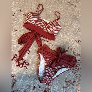 Scoop neck bikini top and high waisted bottom